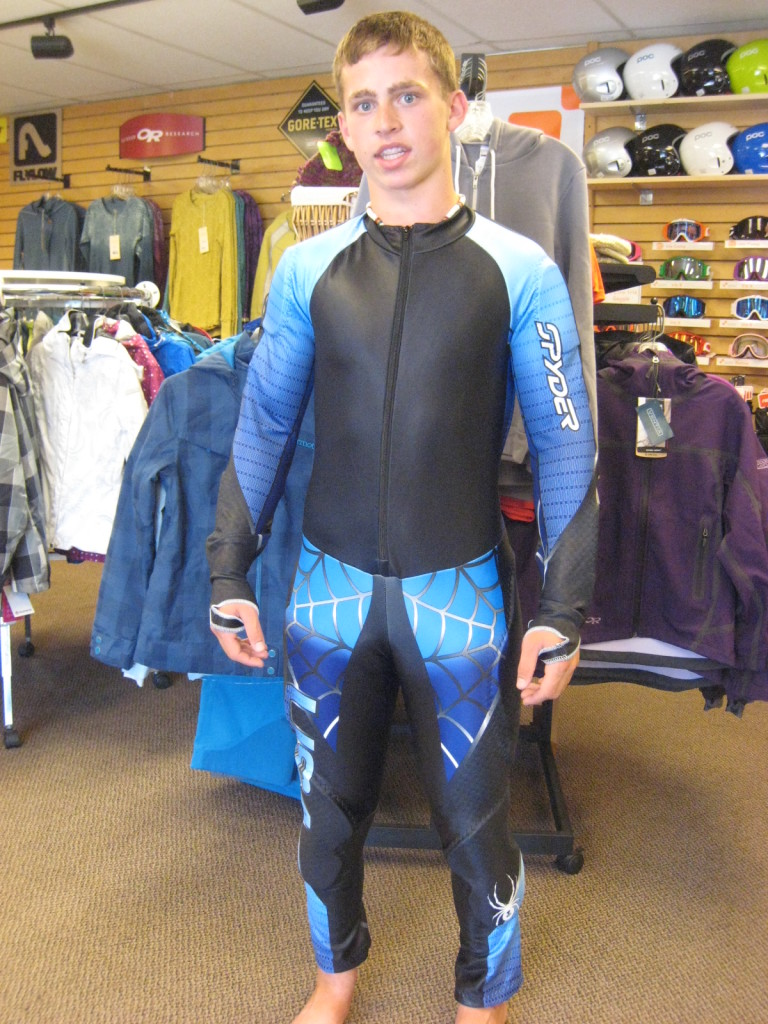 A properly fitted Spyder ski race suit