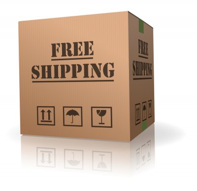 Shipping box with free shipping written on it. Is free shipping really free