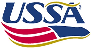 Official United States Ski and Snowboard Association USSA logo. USSA is the governing body for nordic and alpine ski racing and snowboard racing in the USA. They create the race ski rules.